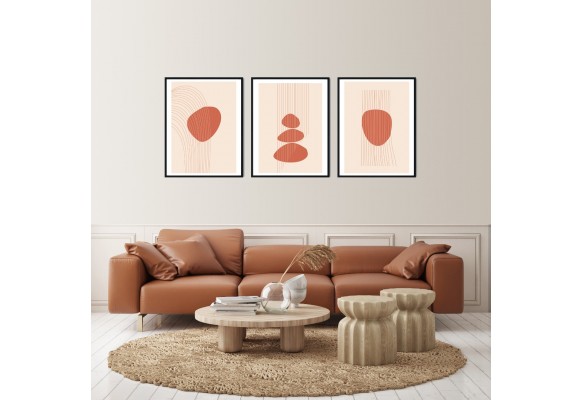 ÇERÇEVELİ ÜÇLÜ ABSTRACT TABLO SETİ